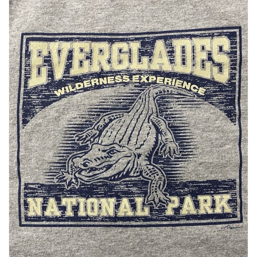 Fred Harvey Men XL Gray Everglades National Park Alligator Graphic T Shirt
